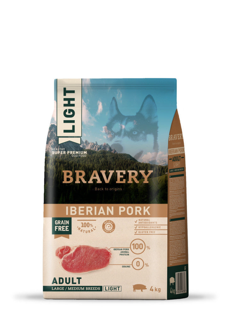 Bravery Iberian Pork LIGHT Adult Large/Medium Breeds 4 kg kutyatáp