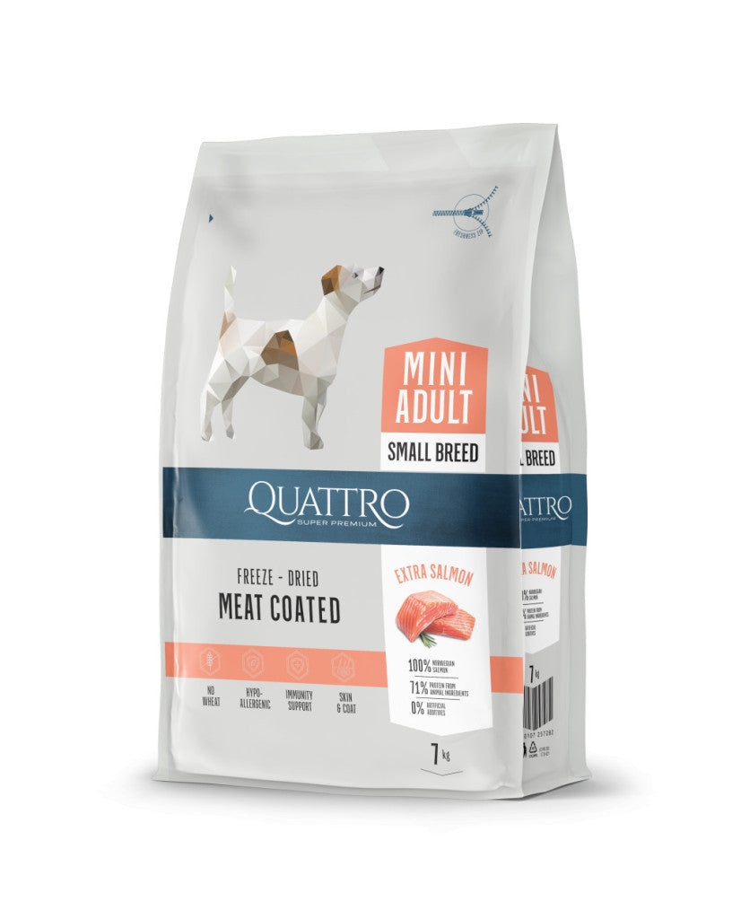 QUATTRO Super Premium MINI BREED ADULT SALMON kutyatáp 7kg