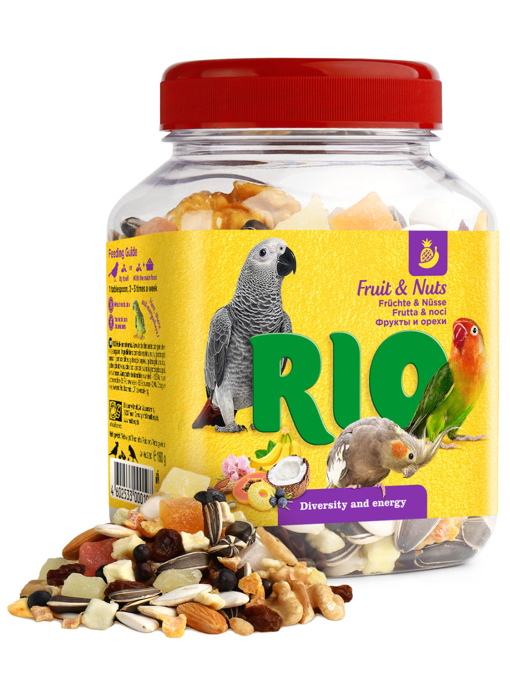 RIO Gyümölcs és Mag Mix Nagy és Óriáspapagájnak 160 g