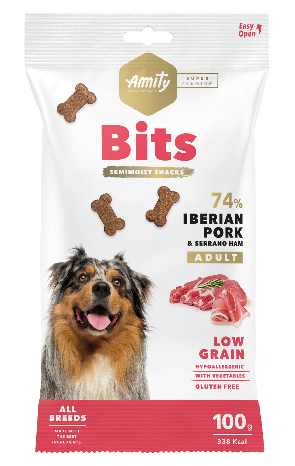 Amity Hypoallergen Bits Iberian Pork-Serrano Ham Jutalomfalat 100 g