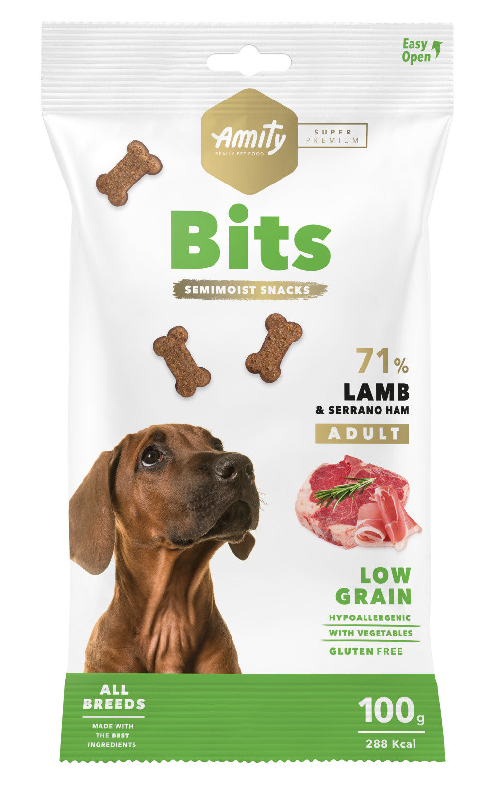 Amity Hypoallergen Bits Lamb-Serrano Ham Jutalomfalat 100 g