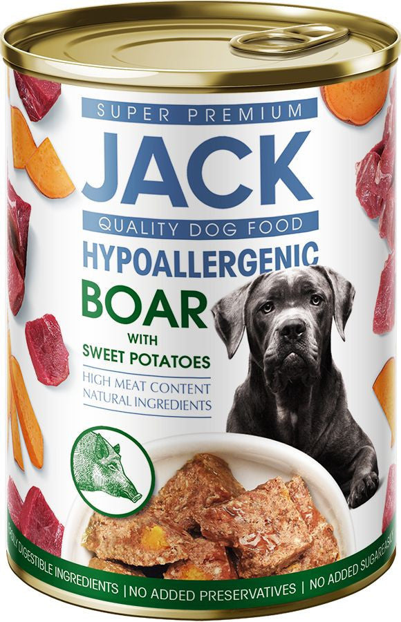 Jack hipoallergén pástétom konzerv 400g vaddisznóhús édesburgonyával