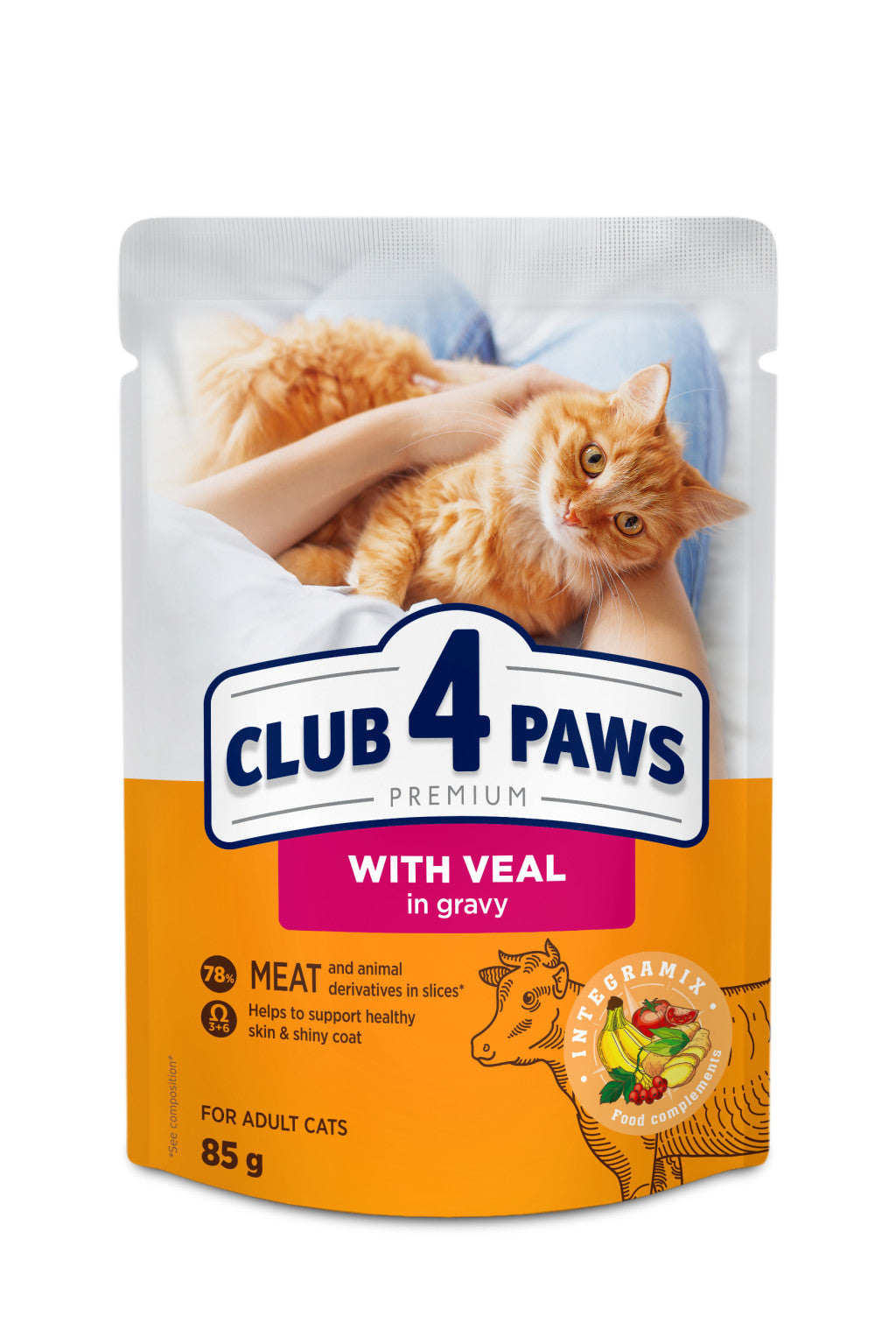CLUB 4 PAWS Premium Borjú Szószban Nedves Macskaeledel 85 g