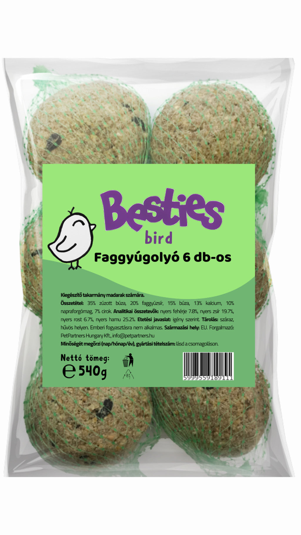 Besties faggyúgolyó 6 db - 540 g