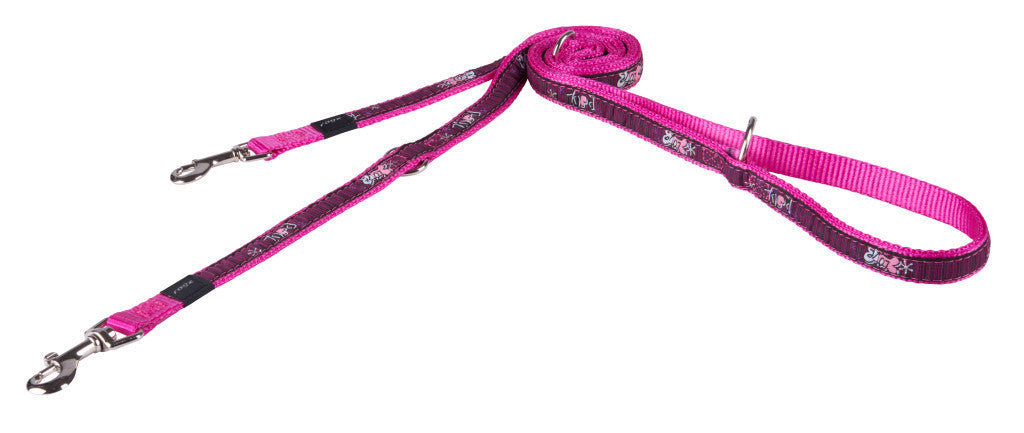 Rogz FANCY DRESS Multi-póráz XL 1,8 m Rózsaszín csontmintás