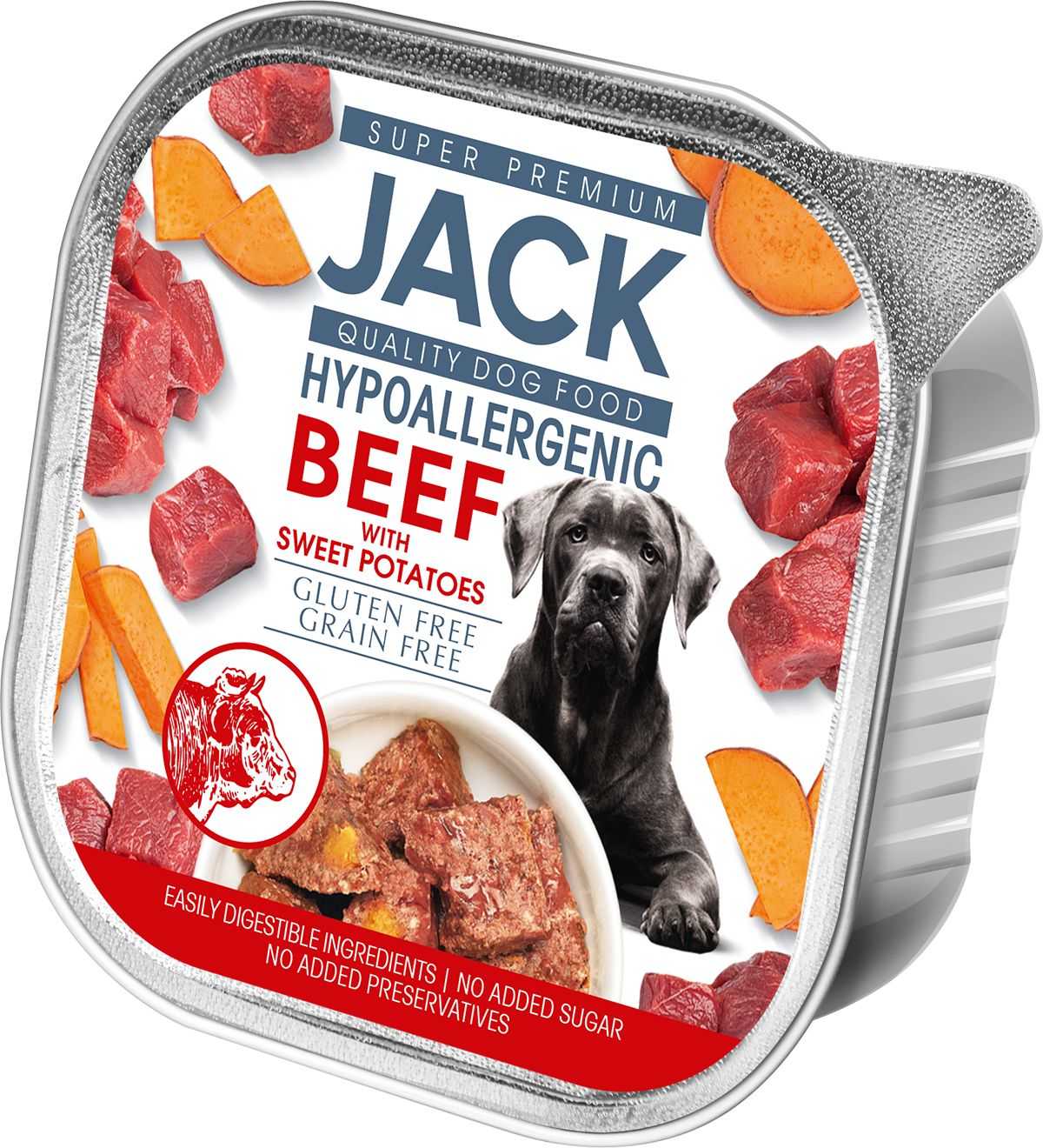 Jack hipoallergén pástétom 150g marhahús édesburgonyával