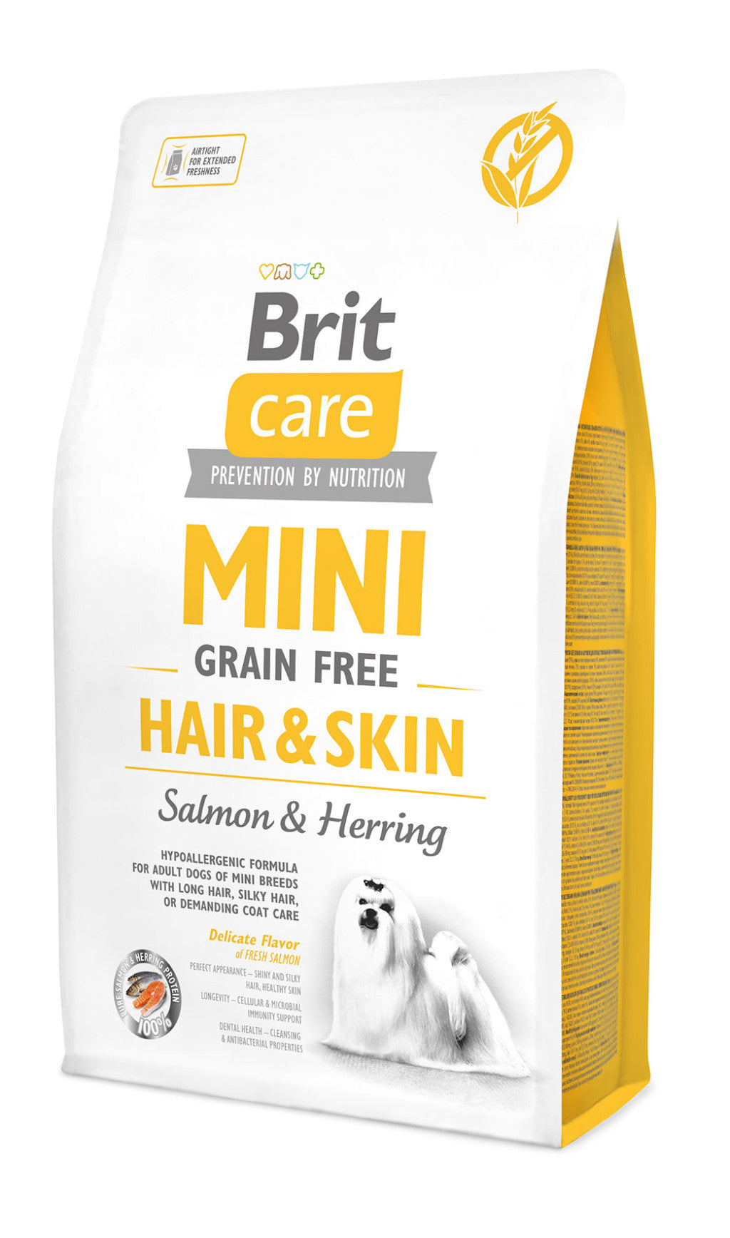 Brit Care Mini Hair & Skin Lazac és Hering Kistestű Kutyatáp 2 kg