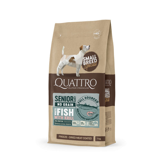 QUATTRO Hypoallergenic SMALL BREED SENIOR FISH AND KRILL kutyatáp 7kg