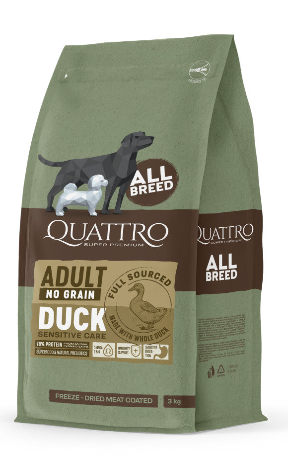 QUATTRO grain-free DUCK  adult kutyatáp 12 kg