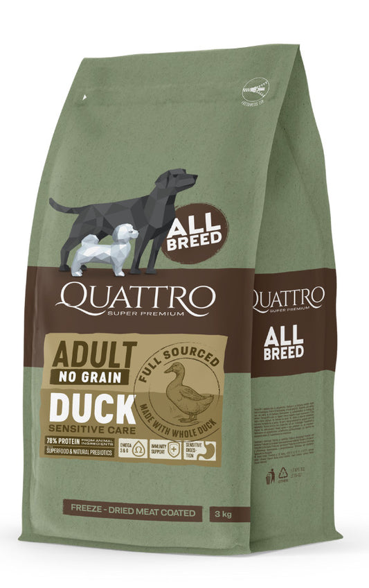 QUATTRO grain-free DUCK  adult kutyatáp 12 kg
