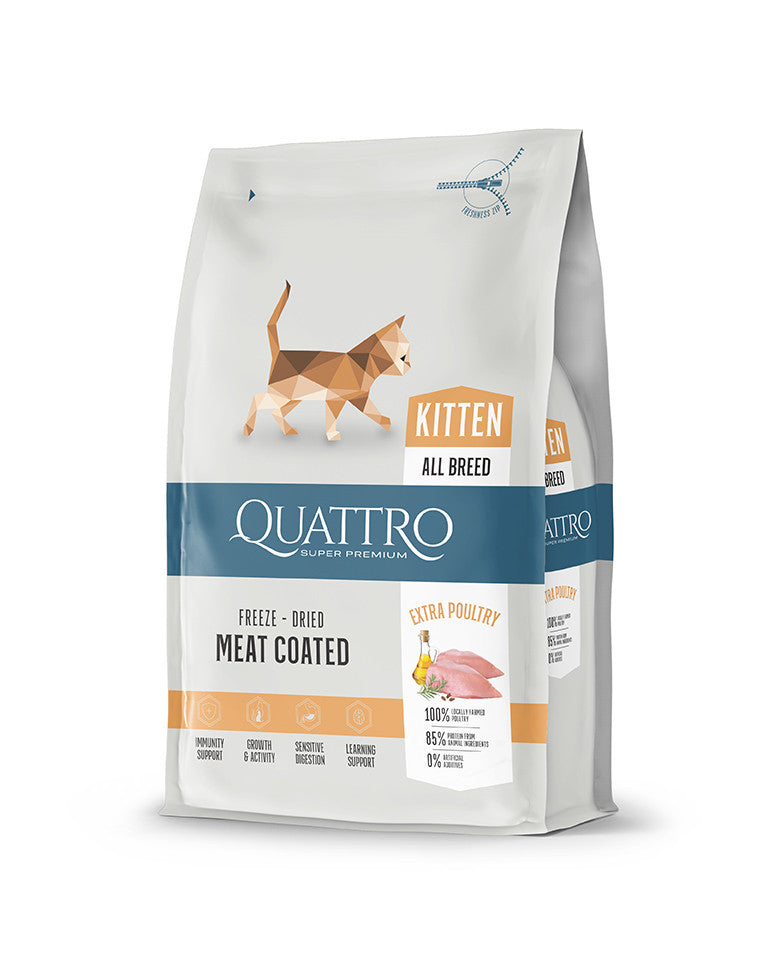 QUATTRO KITTEN Super Premium macskatáp kölyökmacskáknak csirkével 1,5 kg