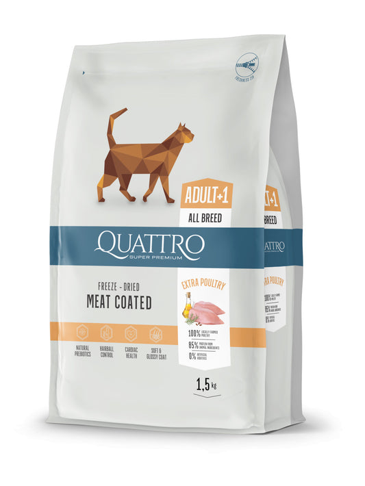 QUATTRO CAT Super Premium macskatáp felnőtt macskáknak csirkével 1,5 kg