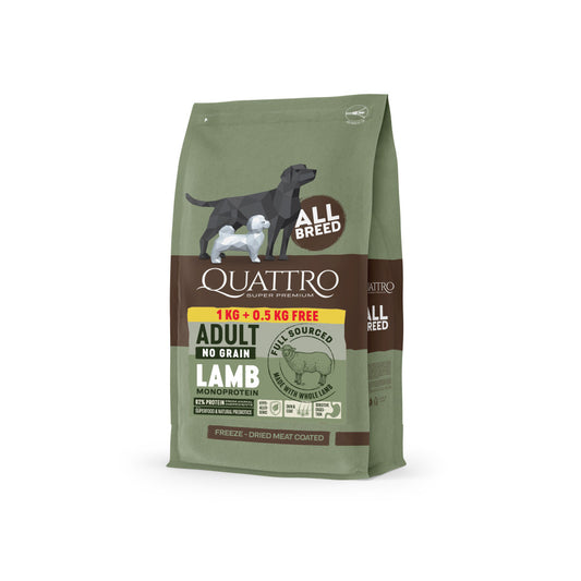 QUATTRO No-Grain ALL BREED ADULT LAMB MONOPROTEIN  kutyatáp 1,5kg