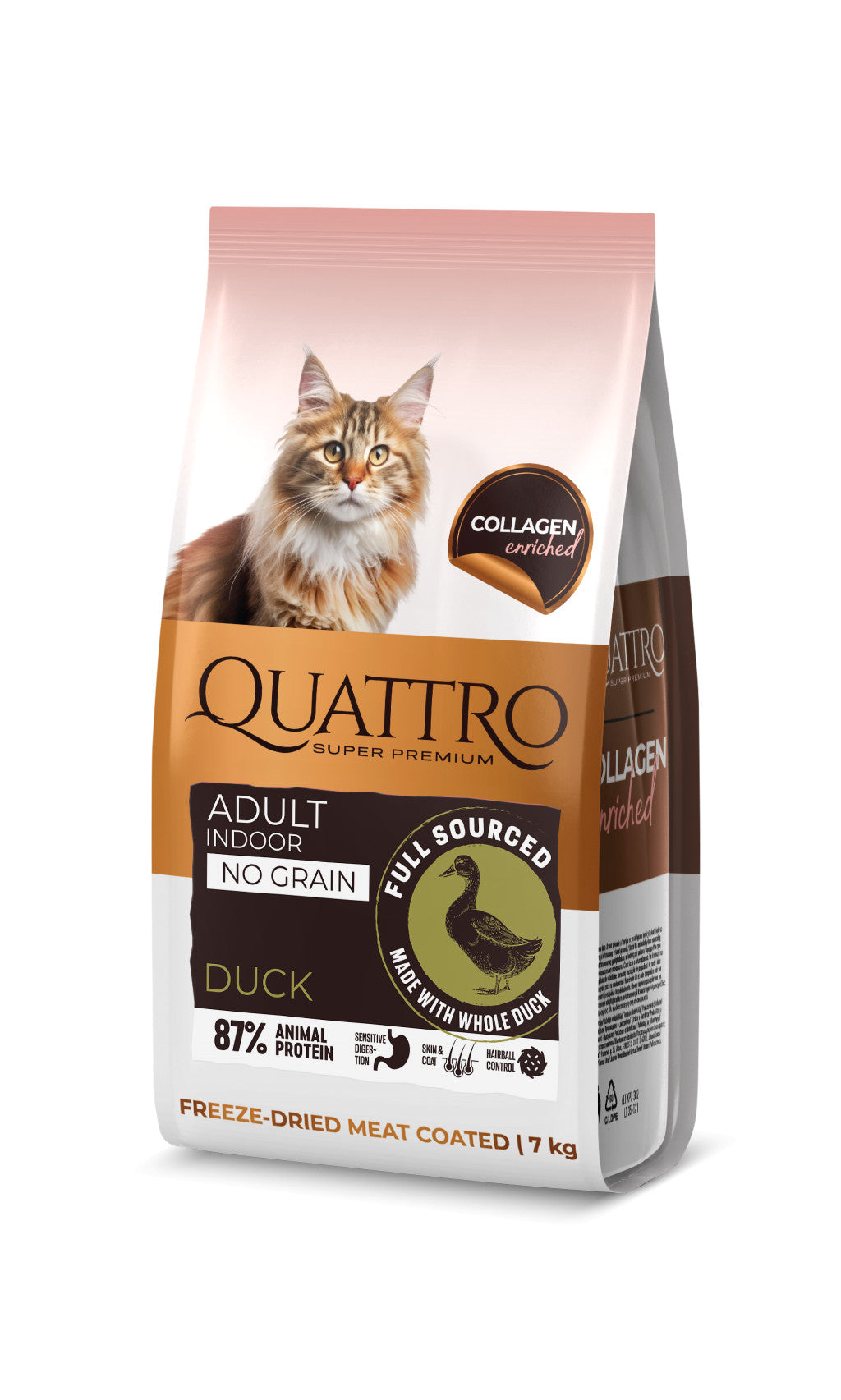 QUATTRO CAT GF Collagen macskatáp lakásban tartott macskáknak kacsával 7 kg