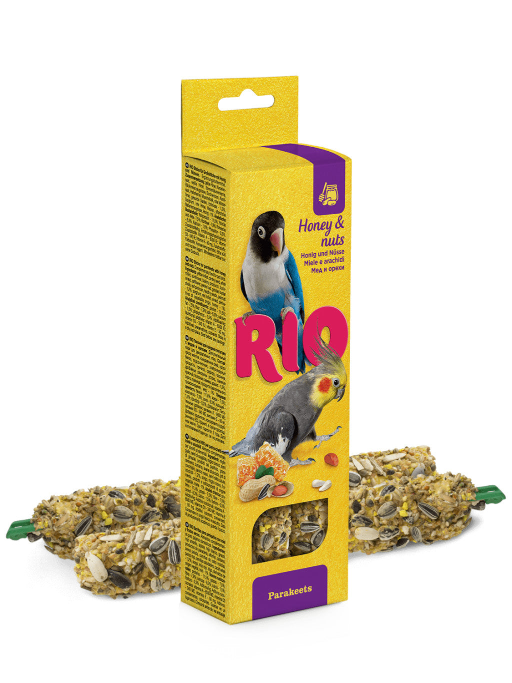 RIO Dupla Rúd Kiegészítő madáreleség mézzel és mogyoróval nagy papagájoknak 2x75 g
