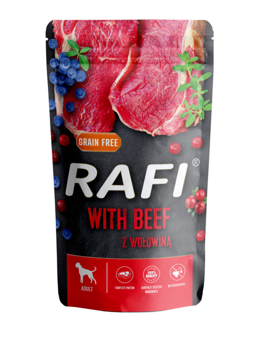 RAFI kutya pástétom marha, vörös és kék áfonyával tasak 500g