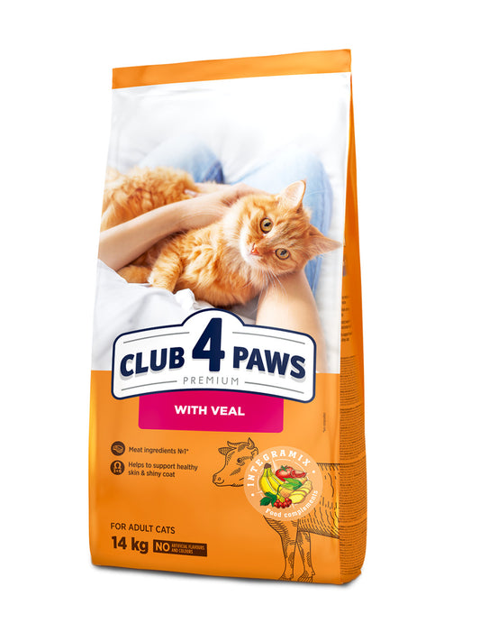 CLUB 4 PAWS Premium Borjúhússal Száraz Macskaeledel 14 kg
