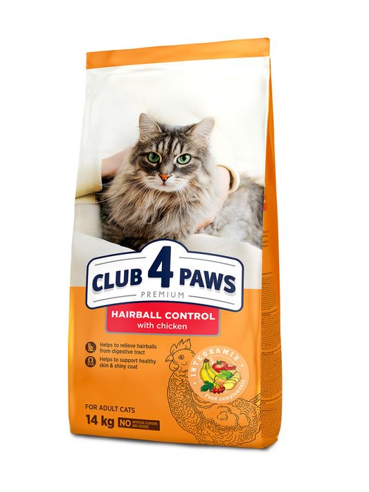 CLUB 4 PAWS Premium Szőrlabda-kontroll Száraz Macskaeledel 14 kg
