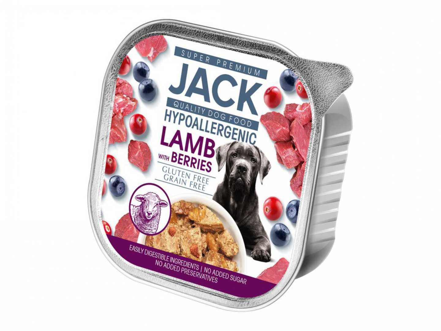 Jack hipoallergén pástétom 150g bárányhús bogyós gyümölcsökkel