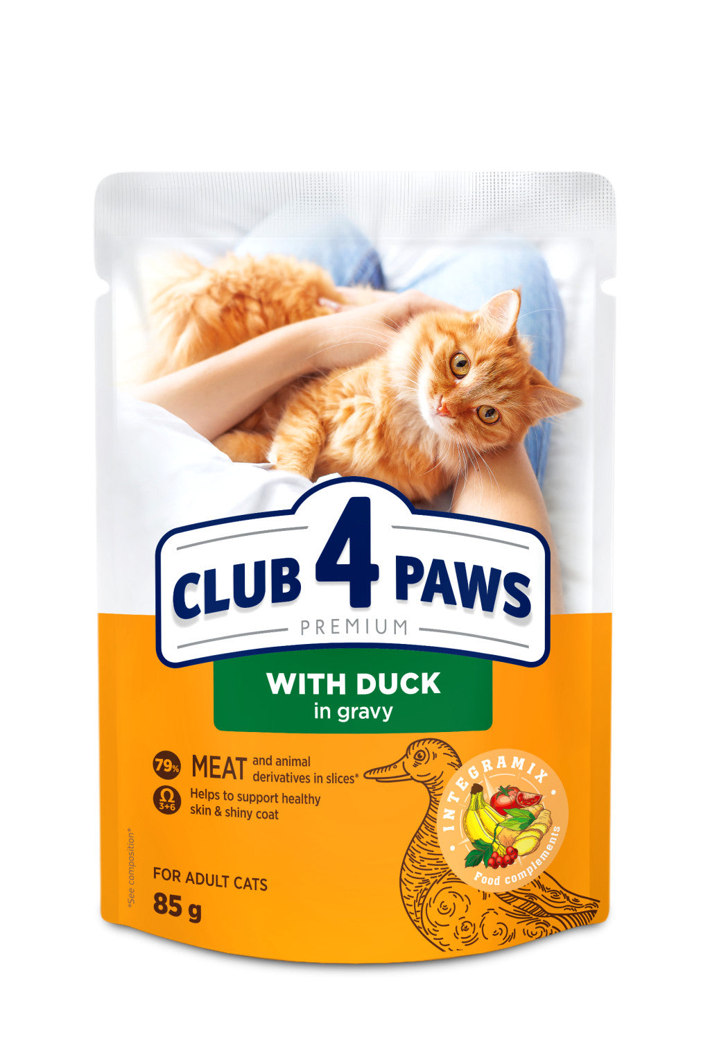 CLUB 4 PAWS Premium Kacsa Szószban Nedves Macskaeledel 85 g