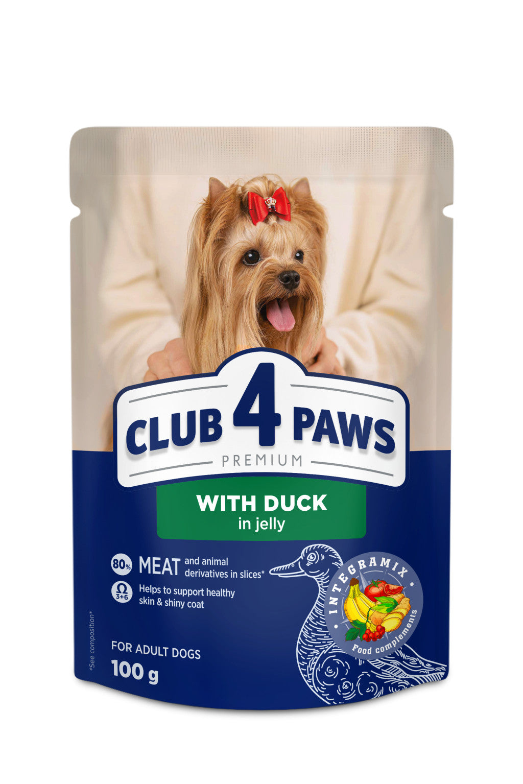 CLUB 4 PAWS Premium Kacsa Zselében Nedves Kutyaeledel Mini és Kistestű Kutyáknak 100 g