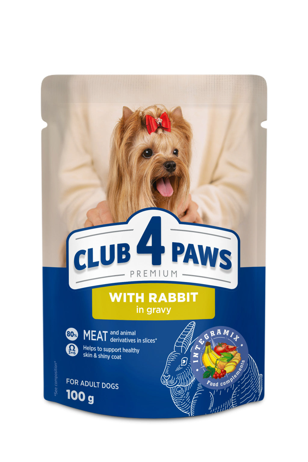 CLUB 4 PAWS Premium Nyúl Szószban Nedves Kutyaeledel 100 g