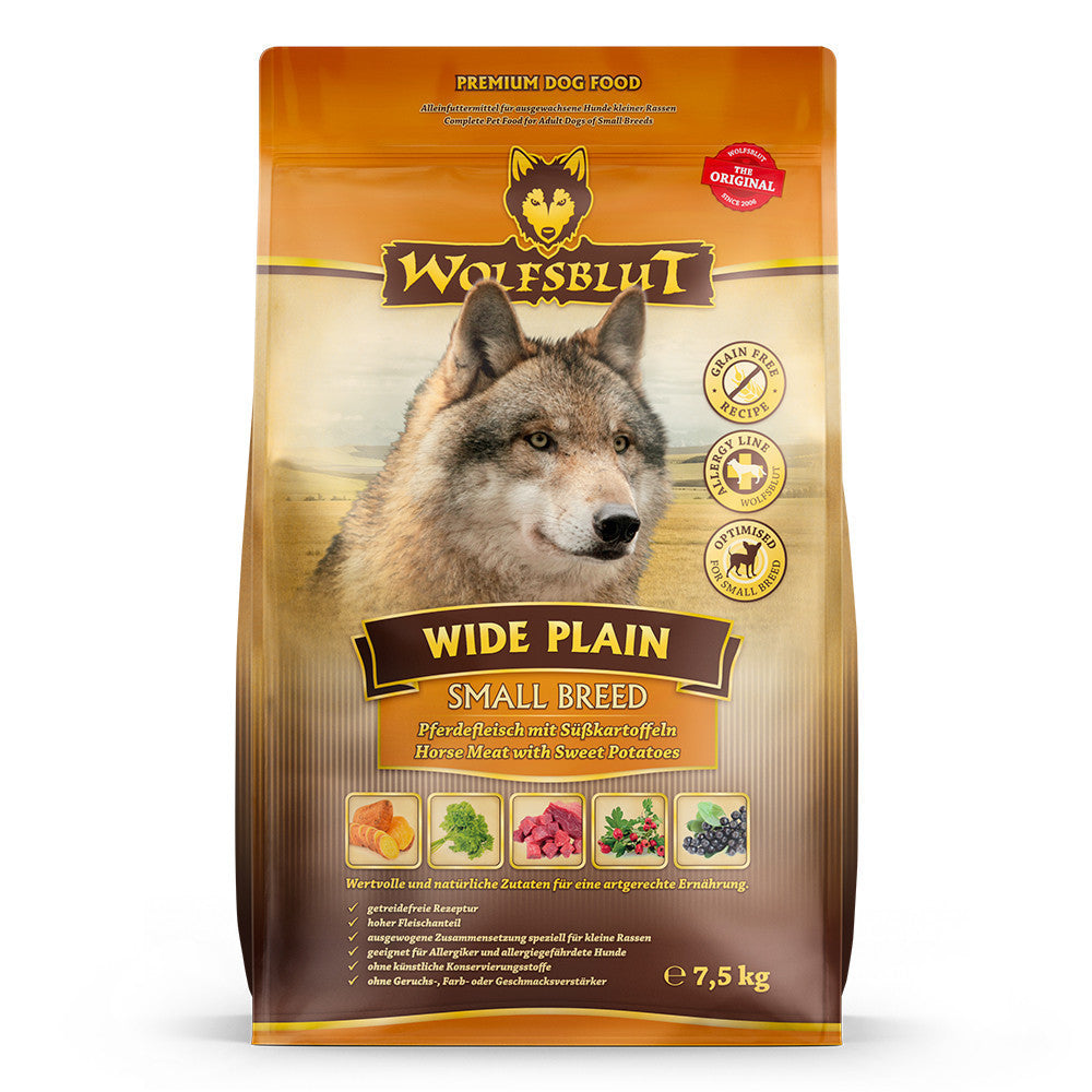 Wolfsblut Wide Plain Small Breed Lóhús Édesburgonyával száraz kutyatáp 7,5 kg