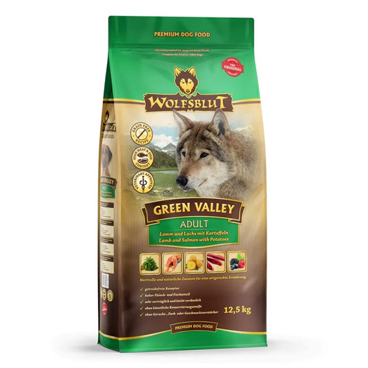Wolfsblut Green Valley Adult Bárány Lazac Burgonyával száraz kutyatáp 12,5 kg