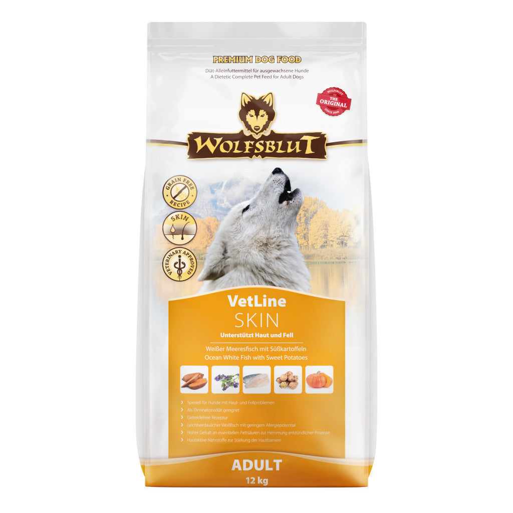 Wolfsblut VetLine Skin-Coat Fehérhallal Édesburgonyával száraz kutyatáp 12 kg