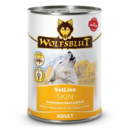 Wolfsblut VetLine Skin-Coat Fehérhallal Édesburgonyával Konzerv nedves kutyatáp 395 g