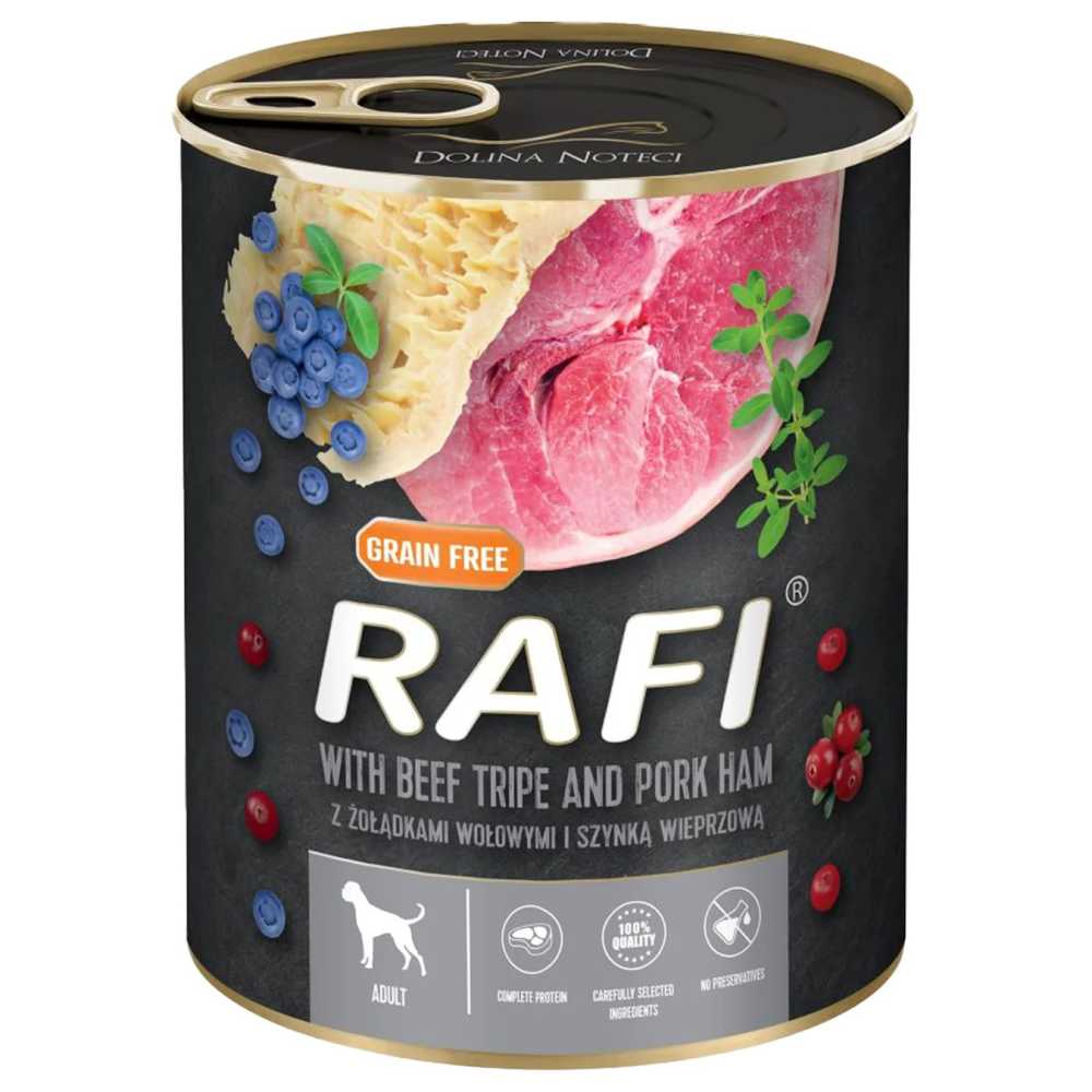 Rafi kutyakonzerv 800g marha pacal és sonka
