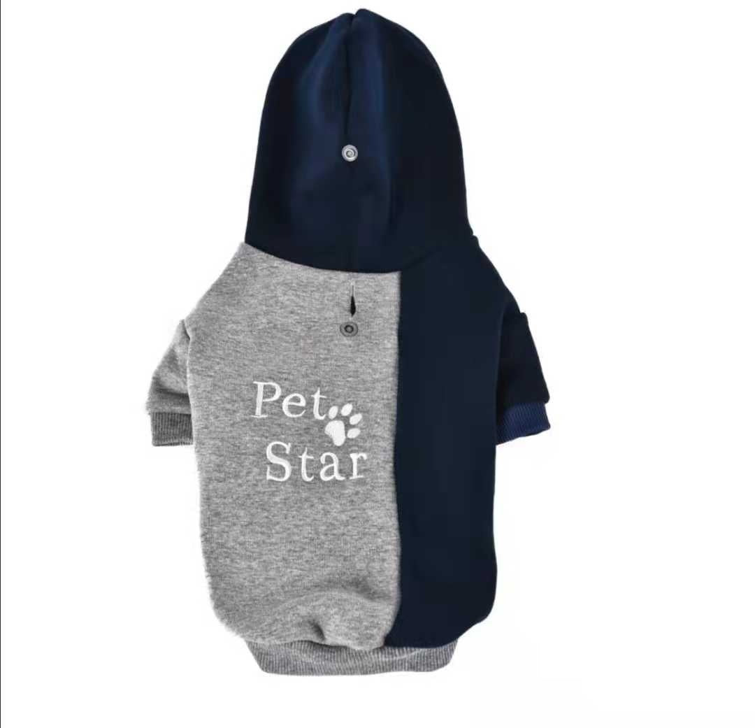 Szürke-kék kapucnis pulóver 'Pet Star' felirattal